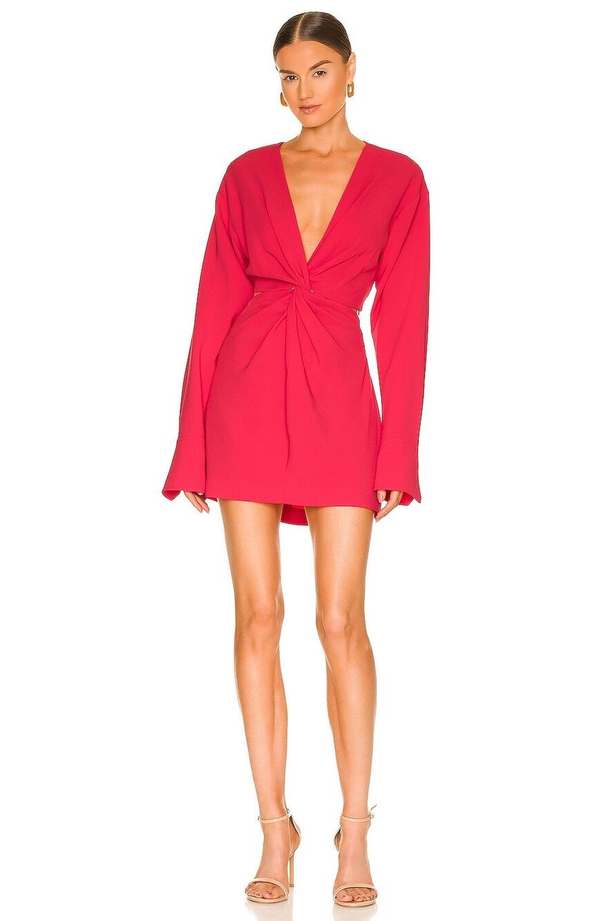 A.L.C. Zoey Red Cutout Twist Front Long Sleeve Mini Dress Size 10